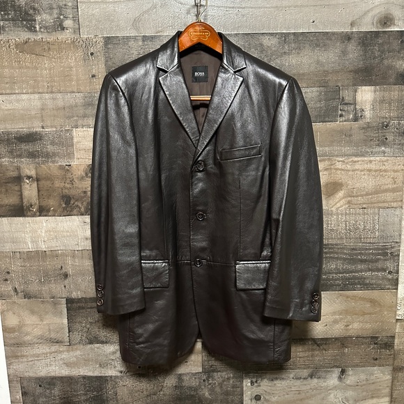 HUGO BOSS LEATHER MEN’S JACKET size 48 - Picture 5 of 11